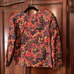 100% Silk warm color tone blouse. Size 8